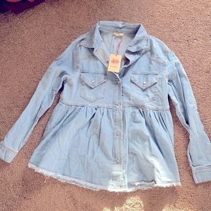 Entro Jean peplum long sleeve top size small